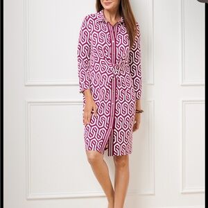 Talbots 3X Petite Effortless Jersey Twist Shirtdress- Groovy Geo Print
